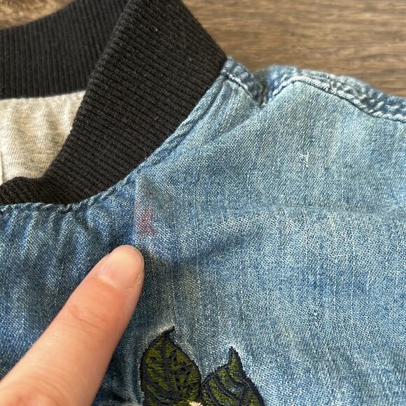 Hudson Girl’s Blue Lined Sift Jean Zip Up Embroidered Jacket Size‎ L - Picture 4 of 15